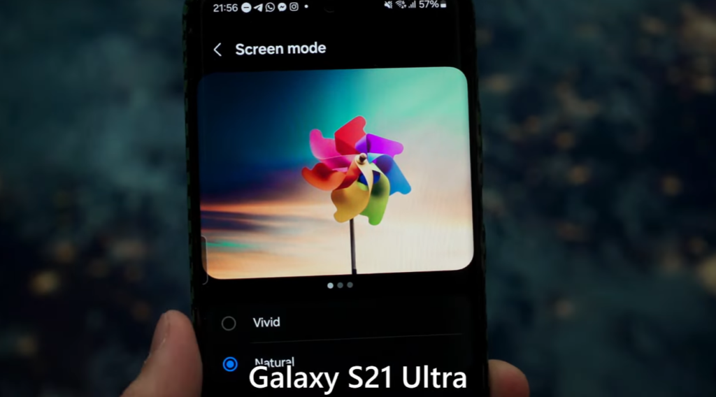 Galaxy S21 Ultraスクリーンモード natural