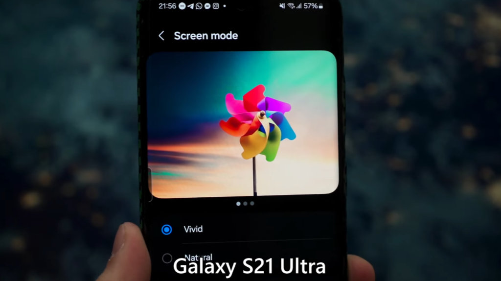 Galaxy S21 Ultraスクリーンモード Vivid
 